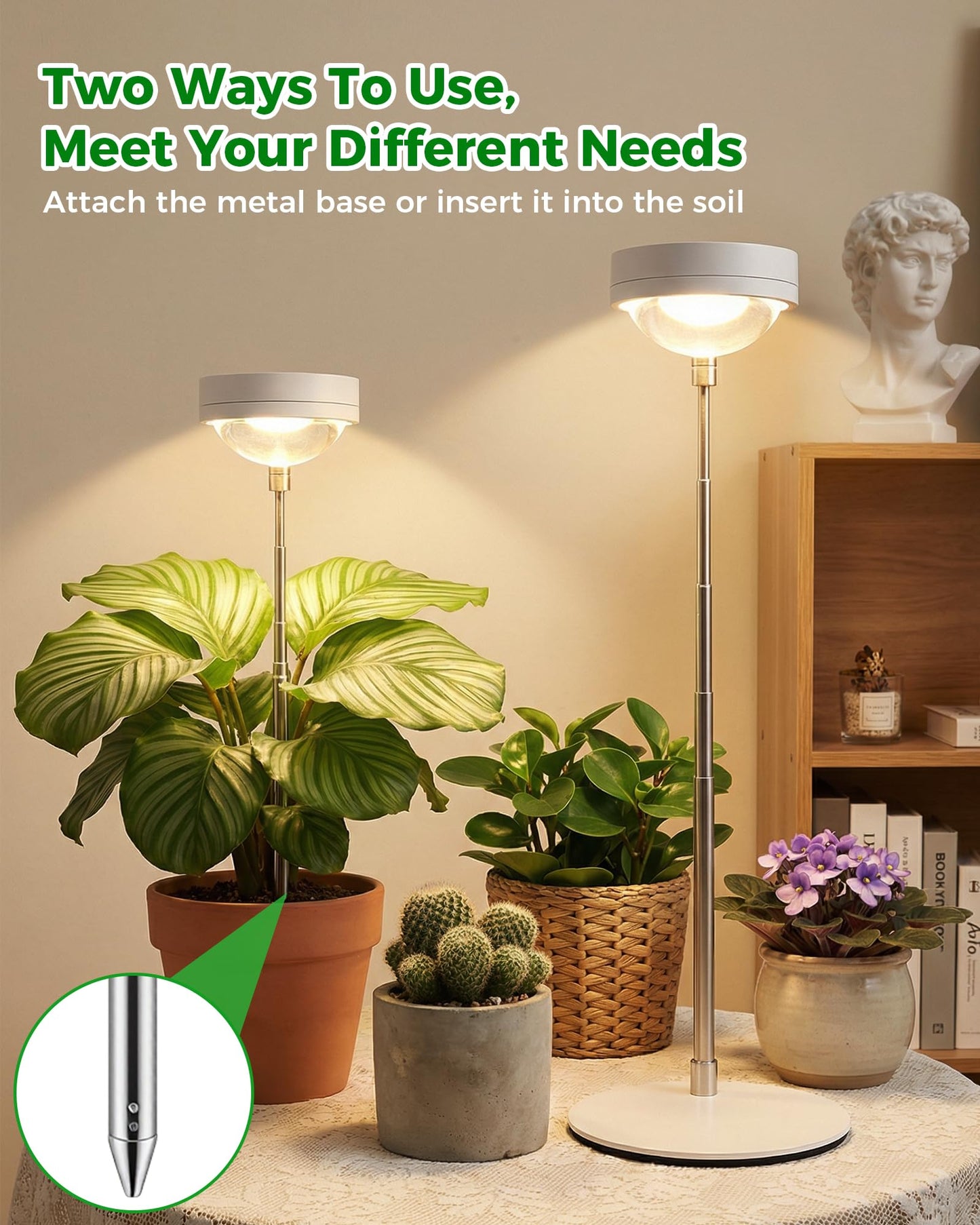Tmsluody Plant Grow Light, Full Spectrum Grow Lights LED Spotlight with Metal Base, Desk Plant Growing Lamps with Auto On Off Timer 3/9/12H, 6 Brightness Levels, 9.8-25.6'' Adjustable Height