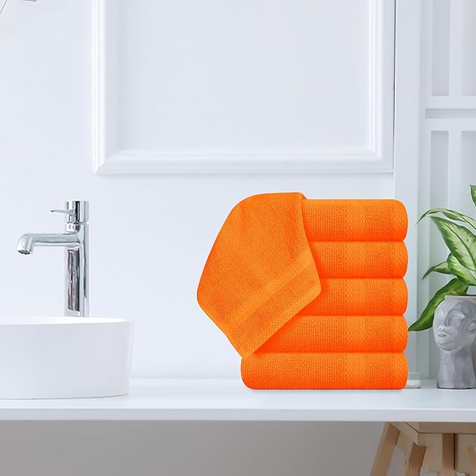 GLAMBURG Ultra Soft 12-Piece Washcloths Set 13x13-100% Ringspun Cotton
