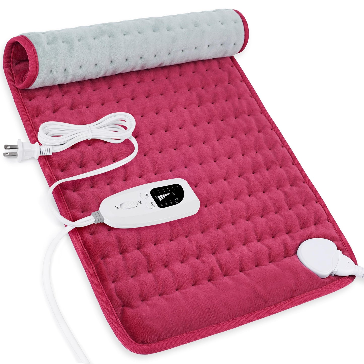 Heating Pad,Electric Heating Pads for Back,Neck,Abdomen,Moist Heating Pad for Shoulder,Knee,Arms,Legs,Dry/Moist Heat & Auto Shut Off,Birthday Gifts for Men and Women(Light Gray, 24''×12'')