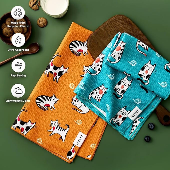 RECYCO Waffle Kitchen Towel Set of 2