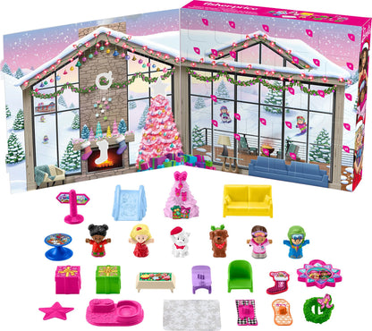 Fisher-Price Little People Barbie Toddler Toy 2025 Advent Calendar Playset, 24 Christmas Figures & Pieces for Pretend Play Kids Ages 18+ Months