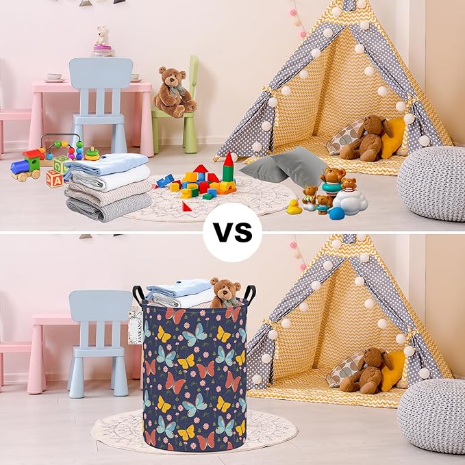 FANKANG Storage Basket, Nursery Hamper Canvas Laundry Basket Foldable