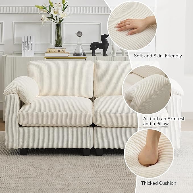 61'' Modular Loveseat Sofa, Extra Deep Seat Cloud Couch