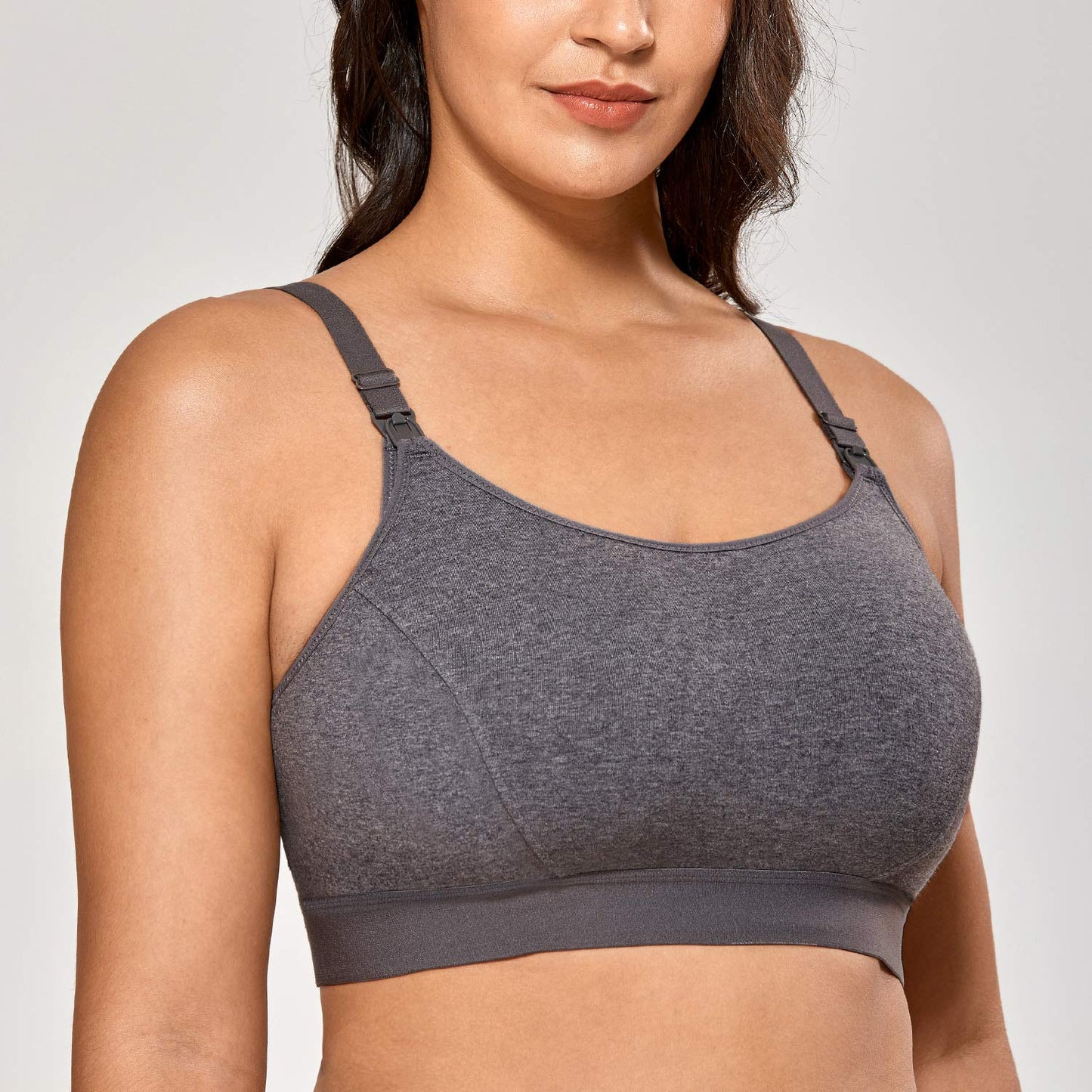 Gratlin Women's Nursing Bras Maternity Plus Size Breastfeeding Cotton Sleep Nursing Sports Bra Charcoal Heather 5XL