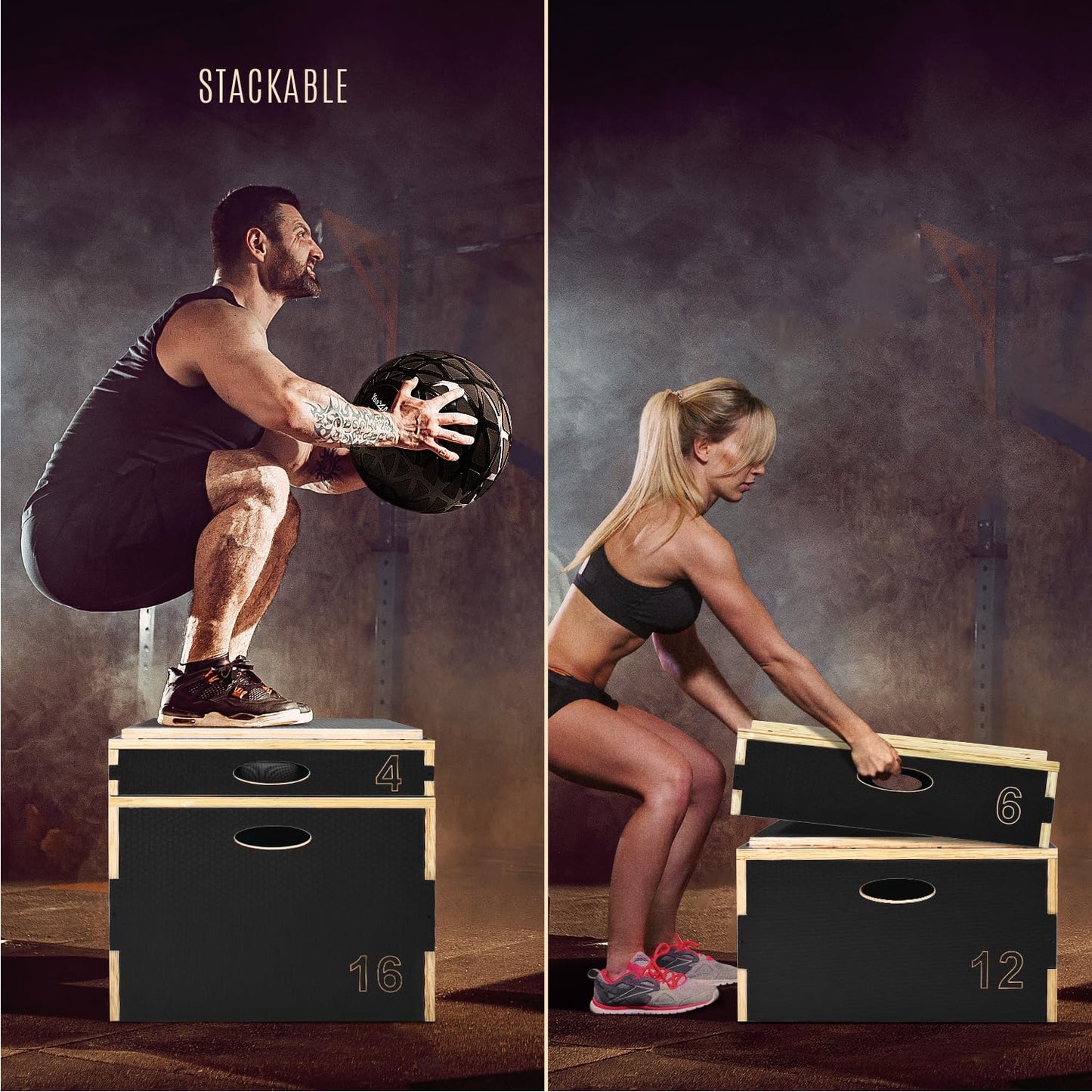 Yes4All 3 In 1 Wooden Plyo Box, Plyometric Box Platform For Jump Training, Jump Boxes For Home Gym Exercise And Outdoor Workout, 6 inches