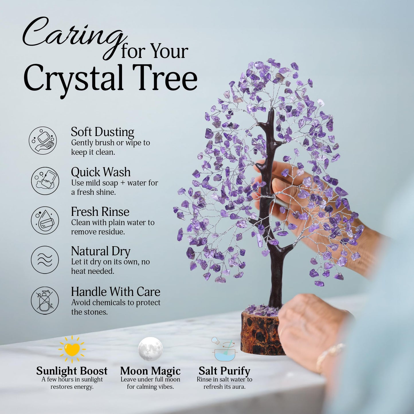 FASHIONZAADI Amethyst Crystal Tree - Chakra Crystals - Money Gem Tree - Purple Home Decor - Feng Shui Crystal - Chakra Crystals - Prosperity Stone - Gifts for Women