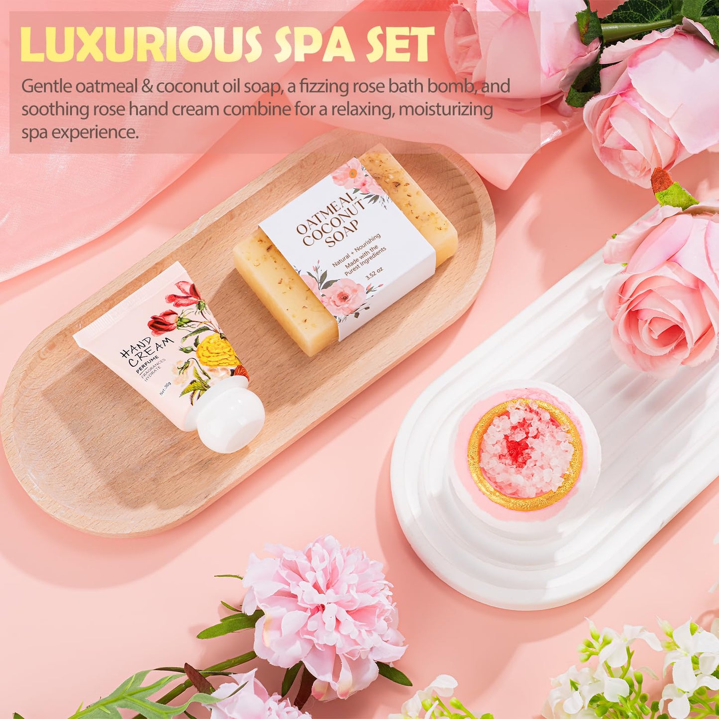 Gifts for Women, 9pcs Happy Birthday Gifts for Women, Christmas Ideas Mothers Day Gift Baskets Unique Rose