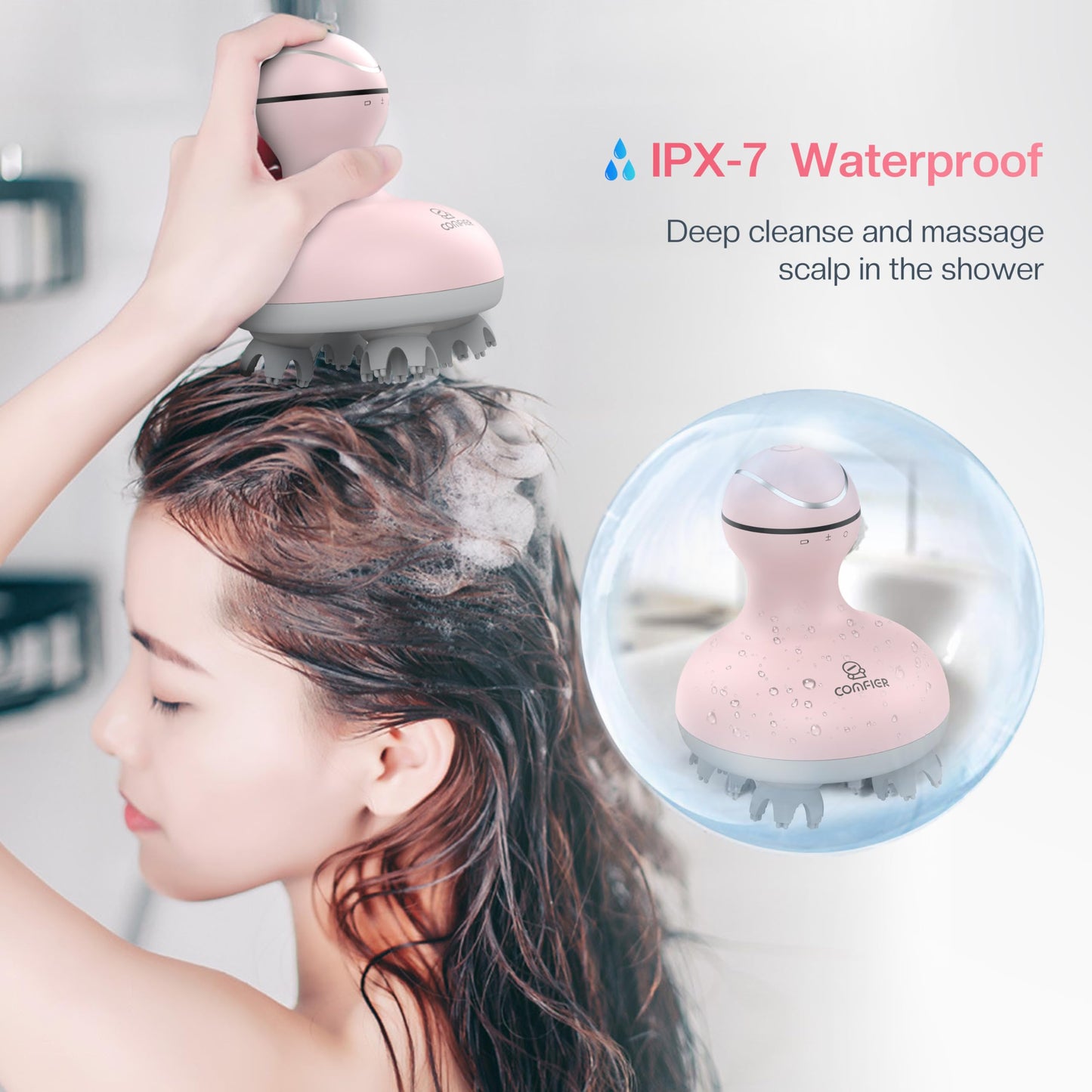 COMFIER Electric Scalp Massager with Mutlti-Modes Vibration, Portable Handheld Head Scratcher for Hair Growth,Waterproof Head Massager for Full Body,Dog Cat Massager for Deep Clean and Stress Relax