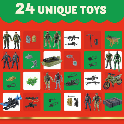 JOYIN 2025 Christmas Advent Calendar with Military Army Man, 24 Days Countdown Calendar with Soldier Action Figures & Weapons, Christmas Army Toys for Boys Kids Party Favors, Classroom Prizes Xmas Gift