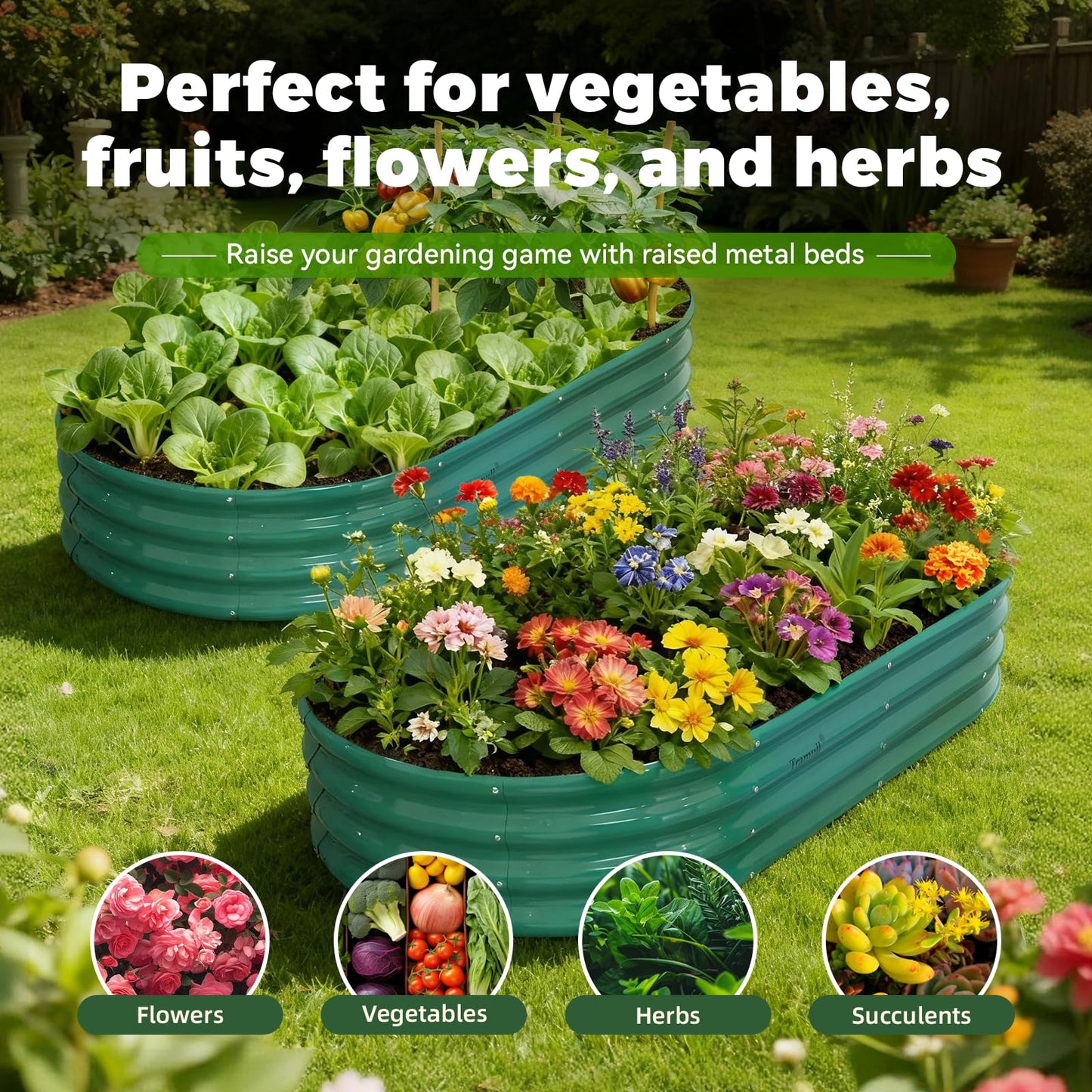 8x3x1.5ft Galvanized Raised Garden Bed, 18" Tall Metal Raised Beds for Gardening, Large Planters Boxes for Outdoor Plants Vegetables, Flowers, Herbs & Tomatoes, Above Ground Garden Beds Kit, Green