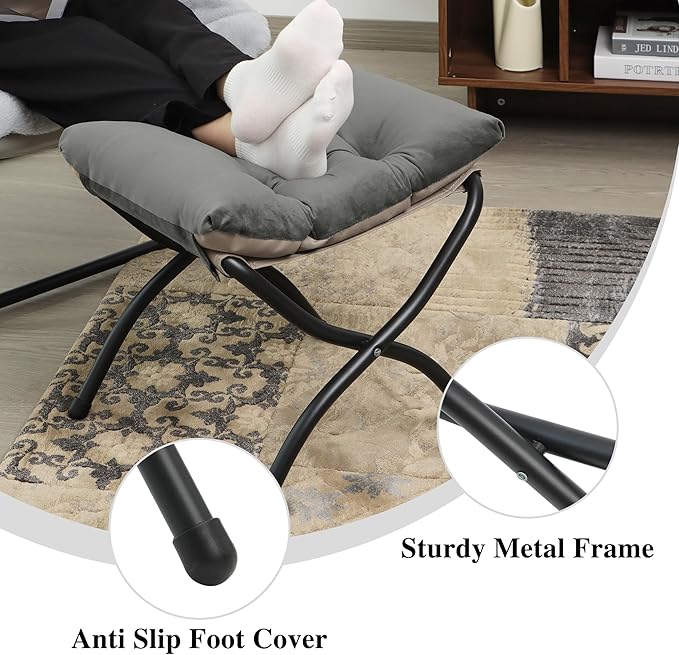 15" Folding Ottoman, Foldable Footrest Stool, Portable Small Foot Stool
