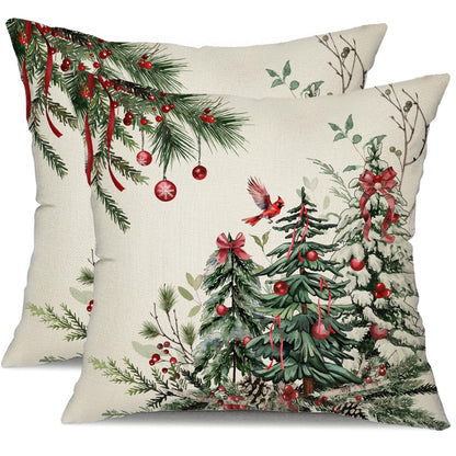 DFXSZ Christmas Pillow Covers 18x18 Inch Set of 2 Christmas Tree Decorations Throw Pillows Winter Xmas Decor for Home Couch TH-35B18