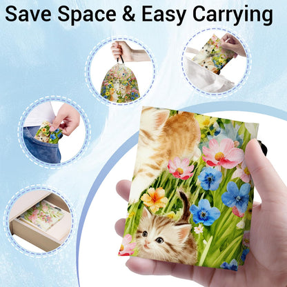 GAIIIIYOU Gymnastics Grip Bag Colorful Flower Cat Small Pouch String Gym Athlete Bag