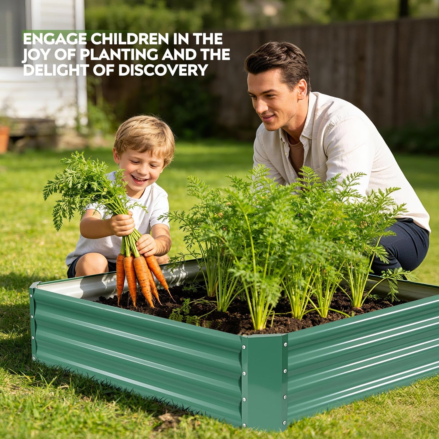 ZORMY 2 Pcs 4x4x1ft Galvanized Raised Garden Bed Outdoor, Metal Planter Boxes with Easy Assembly, Planter Raised Beds for Gardening, Flower, Plants, Vegetable, Herb - LotusGreen
