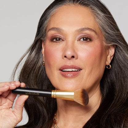 LAURA GELLER NEW YORK Retractable Black Kabuki Brush for Liquid, Cream and Powder Face Makeup With Aluminum Handle