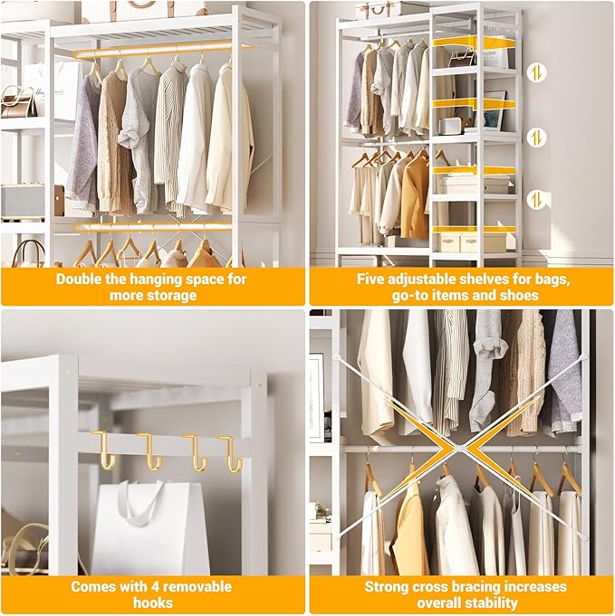 Homykic Bamboo Clothes Rack Garment Rack