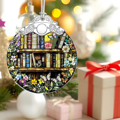 Book Stained Glass Ornament, Christmas Ornaments – Christmas Tree Decorations, Holiday Decor, Stocking Stuffer, Gift Idea, Gifts for Book Lover, Friend, and Faimly