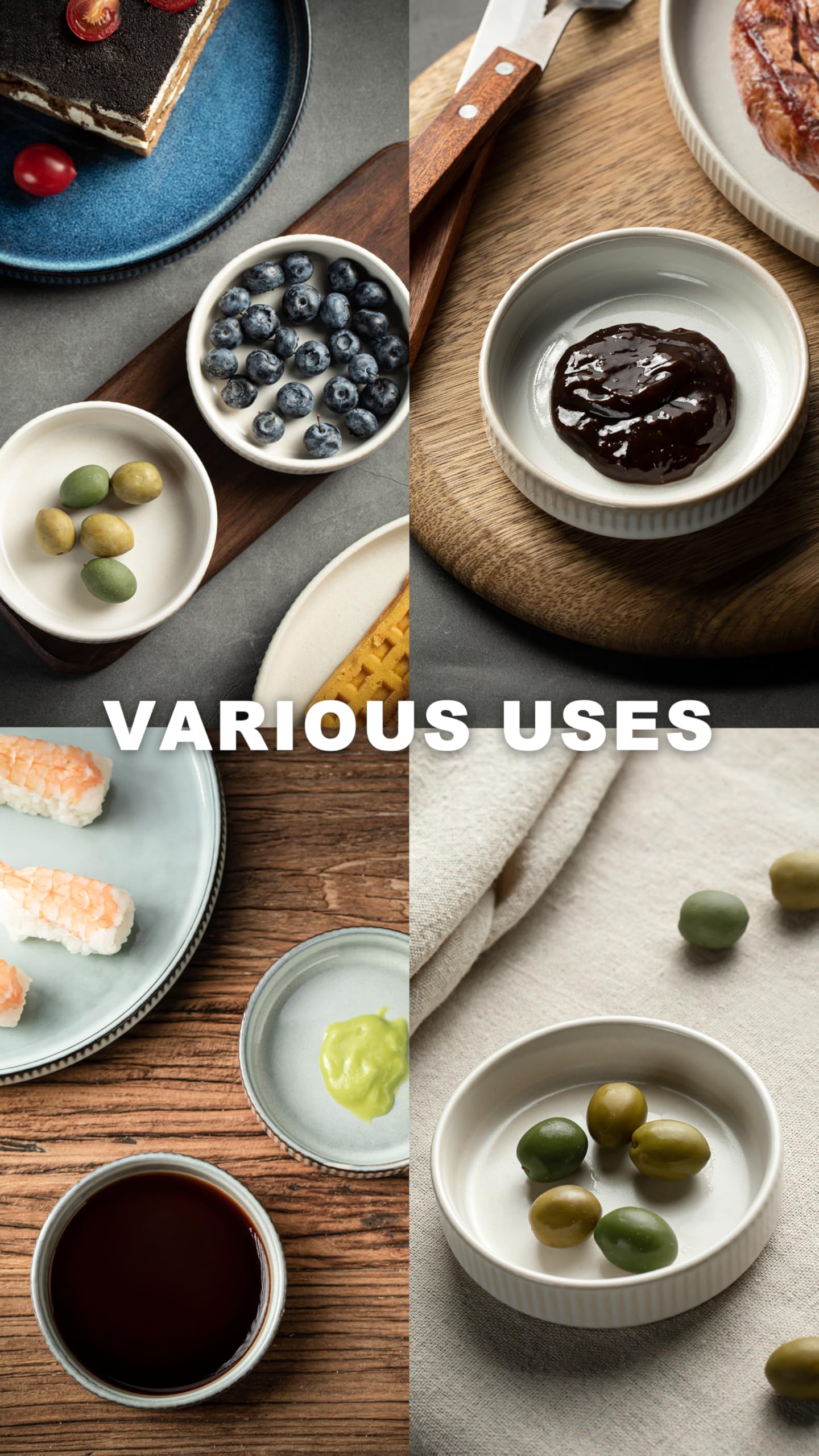 famiware Star Soy Sauce Dish Ceramic Dipping Bowls Set of 6, 4 oz Individual Dip Sauce Cups/Bowls/Dishes/Plates, Small Serving Bowl for Side Dishes, Dessert, Ice Cream, Condiments - Cappuccino White