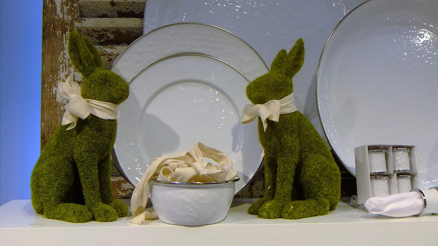 Golden Rabbit Enamelware Salt and Pepper Shakers, 2 Sets in Gift Box, Solid White Textured