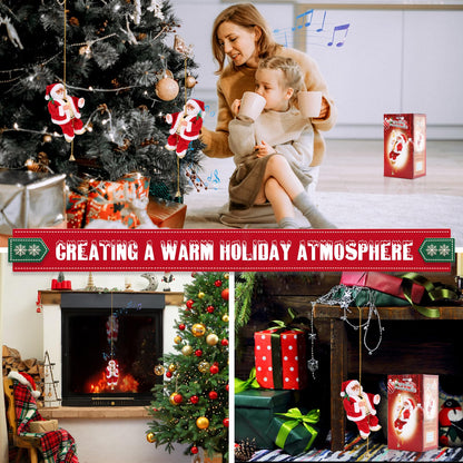 Gfilay Climbing Santa with Music, Christmas Tree Pendant Ornament Novelty Climbing Santa Claus on Rope, Holiday Decoration, Great Gift