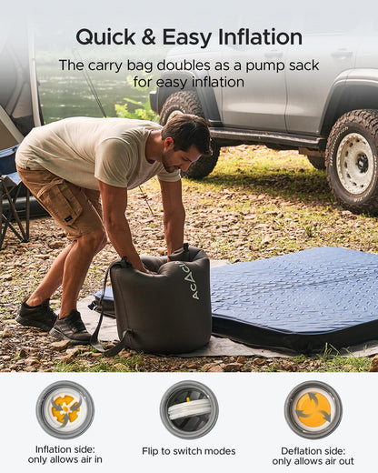 Acacia 4.3" Thick Self Inflating Sleeping Pad with Foam | Innovative Y-Shaped Telescopic Structure | Ultraportable Camping Mattress | Outdoor Compact Air Mat for Tent Car | Full