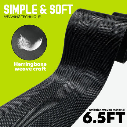 ADECTA Nordic Hamstring Curl Strap, 6.5FT Gym Seatbelt and Exercise Straps for Hamstring Stretch Strap & Mobilization Belt,Home Gym Women Men, Lifting Seatbelt Gym, Black