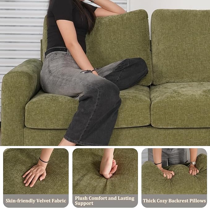 EASE MOOSE 70.6" Modern Deep Seat Loveseat Couch, Soft Chenille Sofa