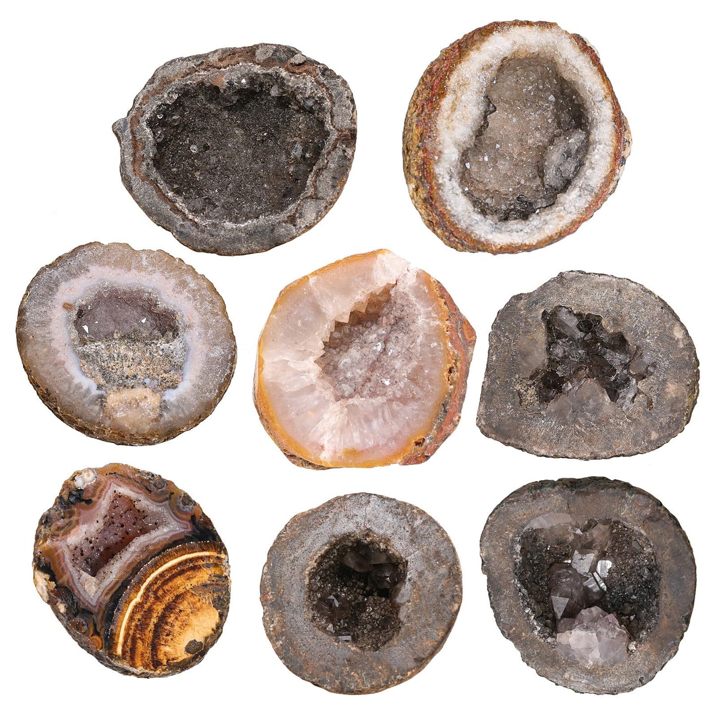 dssmboom Natural Agate Geode Crystal Cluster Collectible Mineral Specimen, Irregular Agate Druzy Stone for Reiki Healing and Home Decor, 0.02-0.11 LB