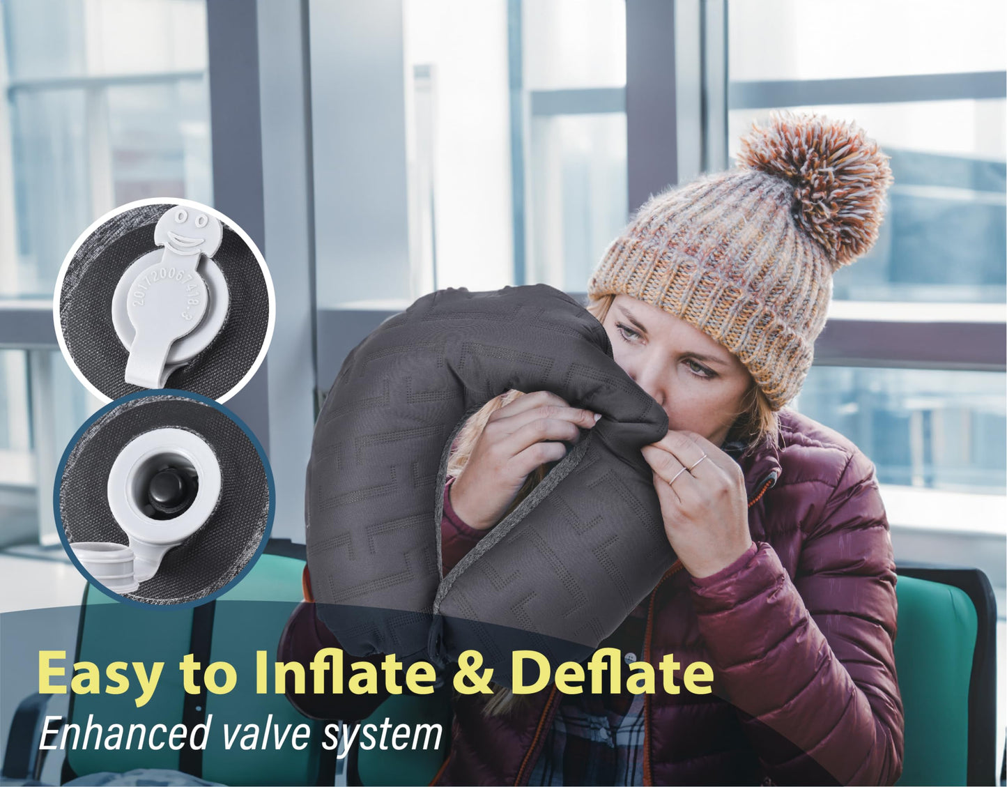 TREKOLOGY Inflatable Neck Pillow for Traveling, Inflatable Travel Pillow for Airplanes, Neck Air Pillow, Blow Up Travel Pillows for Airplane Pillow Travel Neck Support