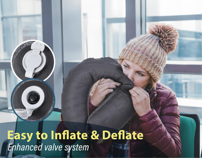 TREKOLOGY Inflatable Neck Pillow for Travel, Blow Up Neck Pillow for Travel with Removable Cover
