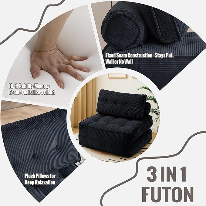 Folding Sofa Bed Convertible Sleeper Chair 33"