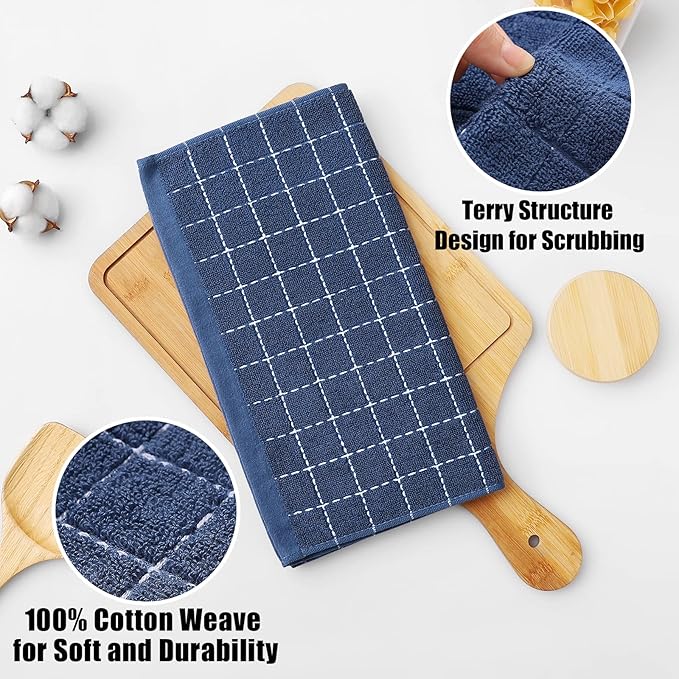 Homaxy 100% Cotton Terry Kitchen Dish Cloths, Ultra Soft and Absorbent Dish