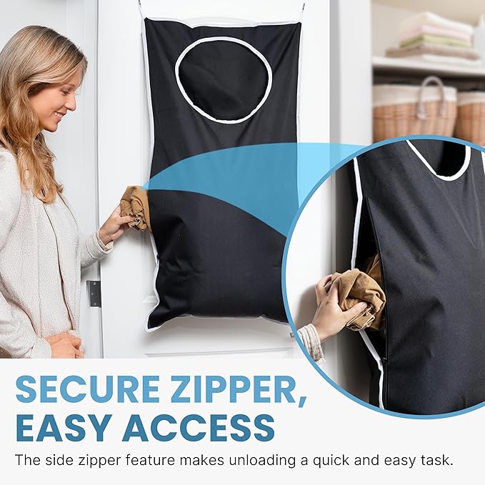 Hanging Laundry Hamper Bag XL 40x22", Space Saving over the Door Storage Bags