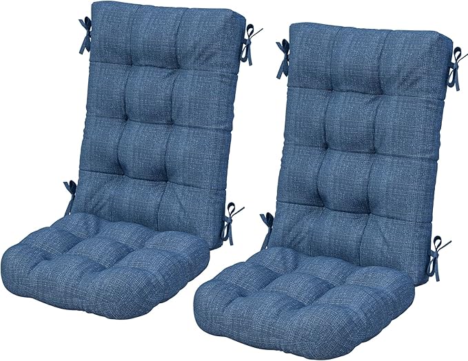 SERWALL HDPE Outdoor Rocking Cushion Set of 2, Memory Foam Cushion Navy