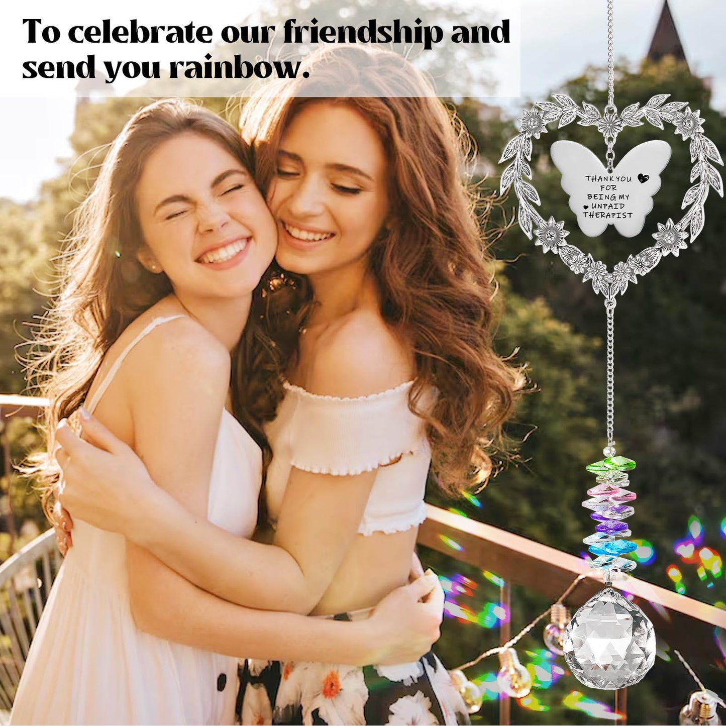Best Friend Friendship Suncatcher Gifts for Women, Bestie Crystal Ornament