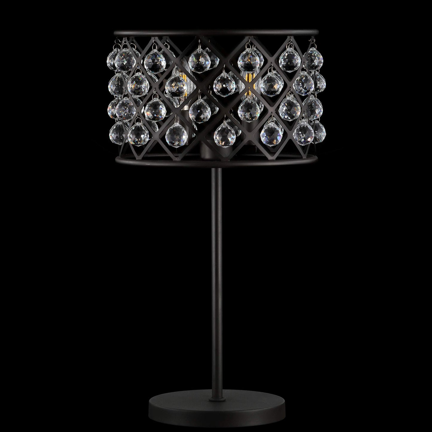 JONATHAN Y 22.5" Oil Rubbed Bronze 2-Light Crystal and Iron Table Lamp, Modern Glam Bedside Nightstand Lamp with Clear Crystal Spheres, UL Listed, LED Bulbs Included JYL9022A
