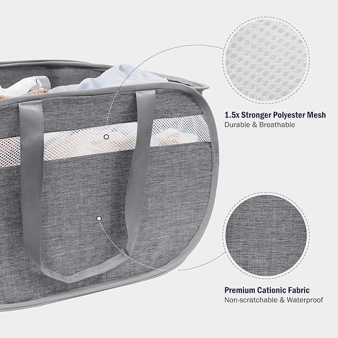 Collapsible Laundry Baskets, Foldable Tear Proof Pop Up Hamper