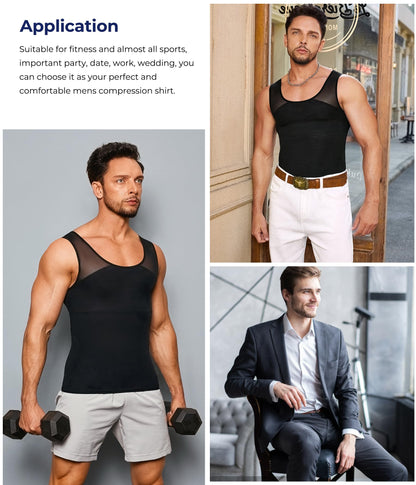 TAILONG Black Compression Shirt Men Shapewear Slimming Body Shaper Vest Workout Tank Top Undershirt