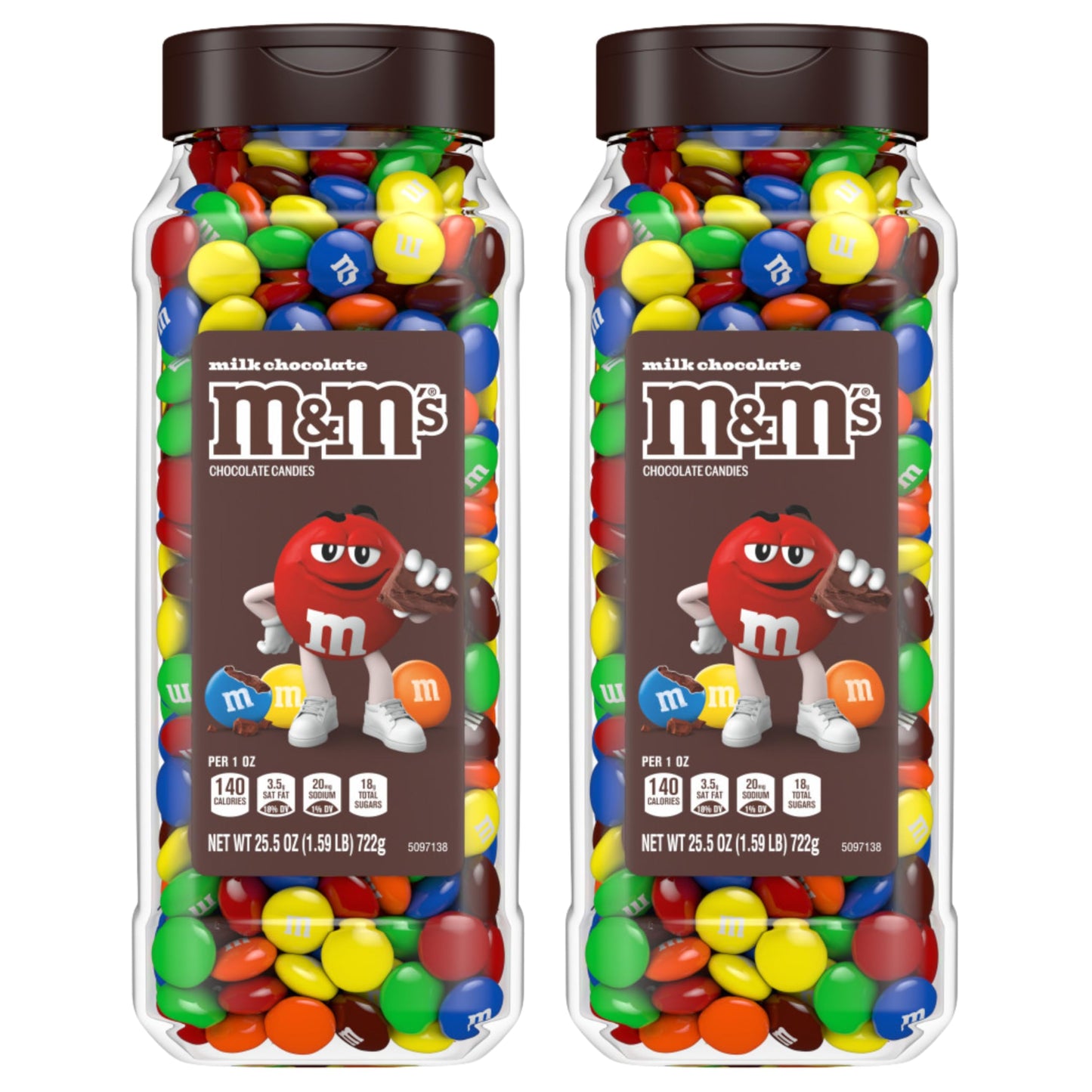 M&M's Milk Chocolate Bulk Candy in Resealable and Recyclable Jars, Party Size Assorted Chocolate Candies, Movie Night Snacks, Candy Buffet, 25.5 Ounces Each (Pack of 2)