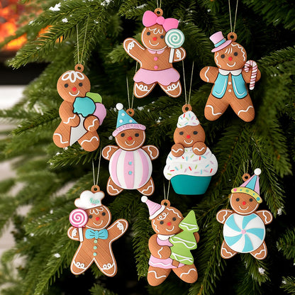 Gingerbread Man Christmas Ornaments for Christmas Tree, 8PCS Cute Gingerbread Christmas Hanging Decorations for Xmas Tree Hanging Ornaments Holiday Party DIY Decor