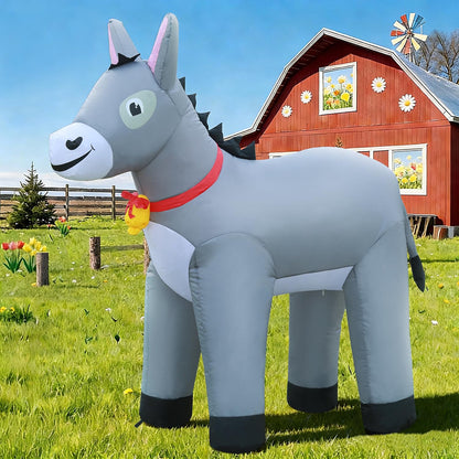 DomKom 6FT Donkey Inflatables Christmas Spring, Farm Ranch Blow up Animals Cute, Decorations Outdoor Yard Built-in LED Lights Big Large Decor Party Farm Lawn Holiday Outside