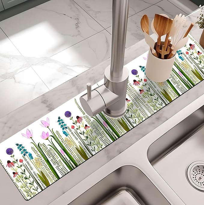 Kitchen Sink Splash Guard Faucet Mat -1 PC Super Absorbent Fast Drying Mat Sink