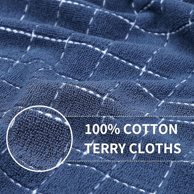 Homaxy 100% Cotton Terry Kitchen Towels, Checkered Designed, Soft and Super