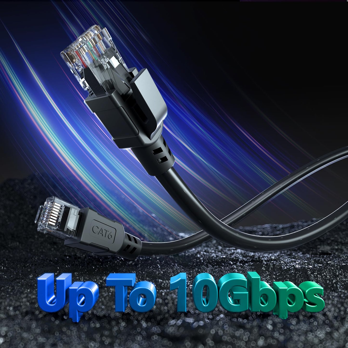 VOIETOLT Outdoor Cat 6 Ethernet Cable 50m, Water Resistant Direct Burial LLDPE UV Jacket - 24AWG 10Gbps High Speed Gigabit Internet Network Cable - CCA, UTP with 40 Ties - Black