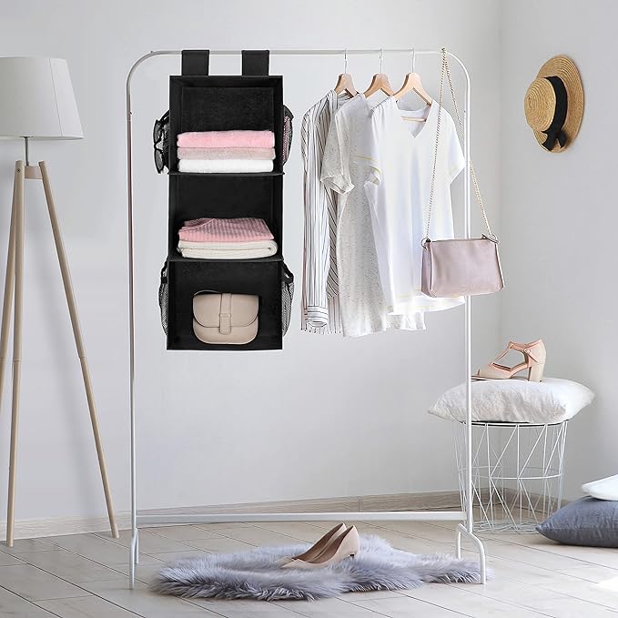 MAX Houser 3-Shelf Hanging Closet Organizers, Collapsible Closet Hanging Shelves