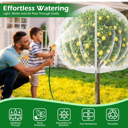 8'x8' Fruit Tree Netting Cover with Zipper and Drawstring, Ultra-Fine Mesh Garden Plant Insect Pest Net Barrier Protection Covers to Prevent Squirrel Bird Deer Cicadas Bag for Blueberry Tomato-1Pcs