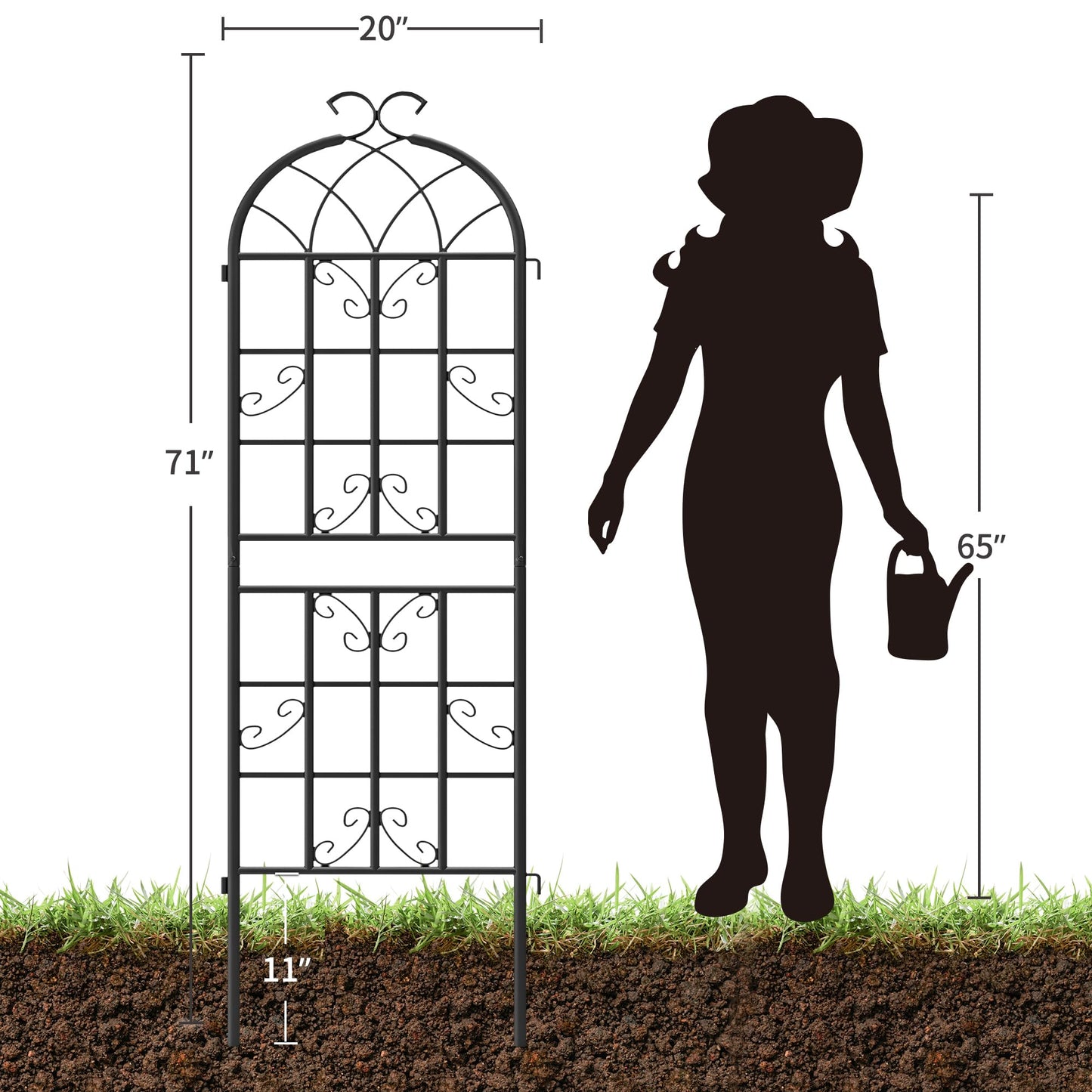 Ultym 2 Pack 71x20in Garden Trellises, Butterfly Black Metal Coated Rustproof Trellis for Climbing Plants Outdoor, Roses, Vegetables, Vines, Cucumbers