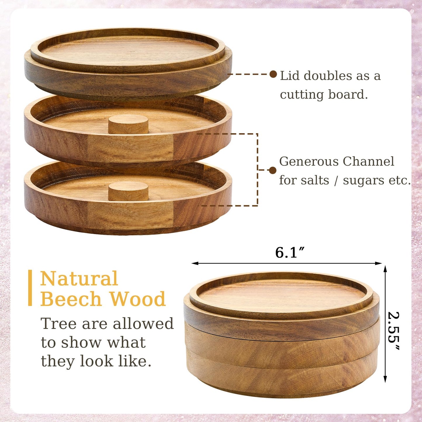 Domensi 2 Sets 3-Tier Acacia Wood Bar Glass Rimmer, 5.6" Margarita Salt Rimmer Set Salt and Sugar Tray for Cocktails Tequila Home Bartender Bar Accessories(Acacia Wood)