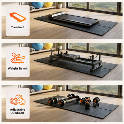 Treadmill Mat for Carpet & Hard Floors, 68" x 24" Foldable Floor Extra Thick Protection Mat, Non-Slip Noise & Shock Absorbing for Walking Pad, Exercise Bike, Elliptical, Home Gym Equipment