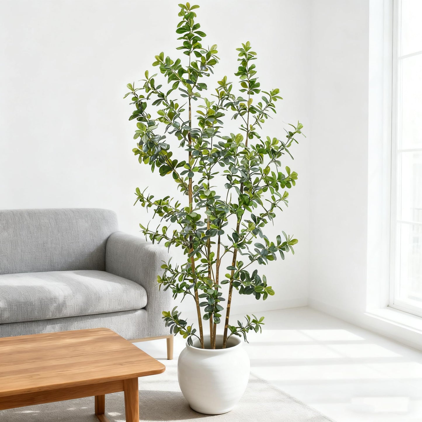 ZSENENT Fake Trees Premium 4 Main Trunks 7 ft Faux Black Olive Tree, Realistic Olive Trees Artificial Indoor, Low-Maintenance, Ideal Artificial Tree for Home Office Décor (Green)